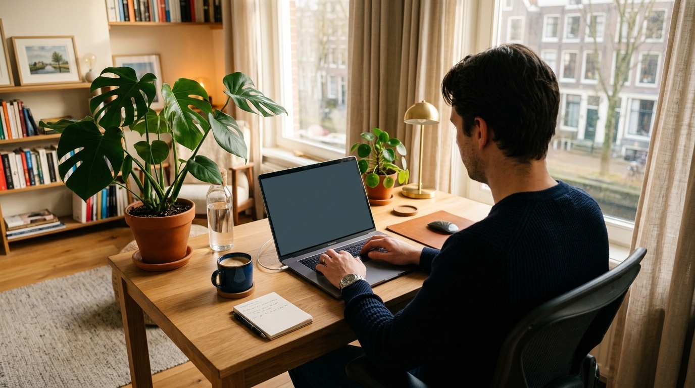 Ondernemer werkt met AI platform