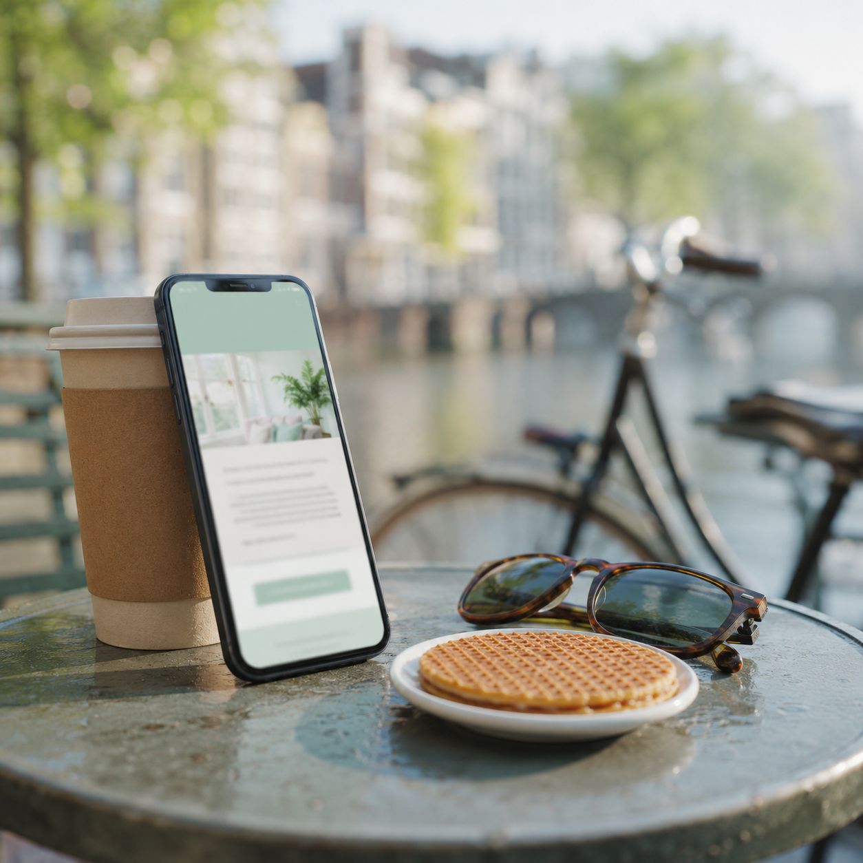 Notitieblok met een handgeschreven tijdlijn van vier welkomstmails, dag 0 tot dag 10, op een houten bureau