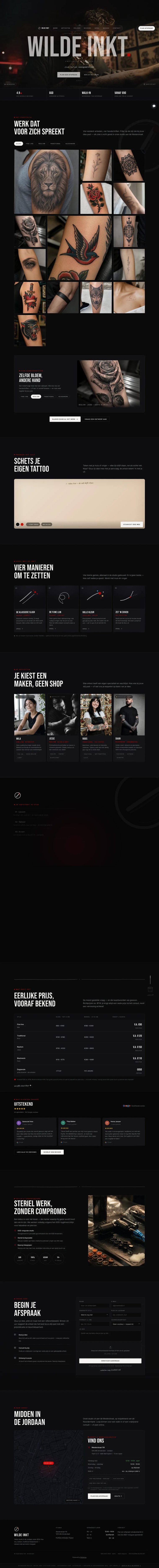 Tattooshop website showcase &mdash; Wilde Inkt, volledig op maat gebouwd door STUDIOLEE