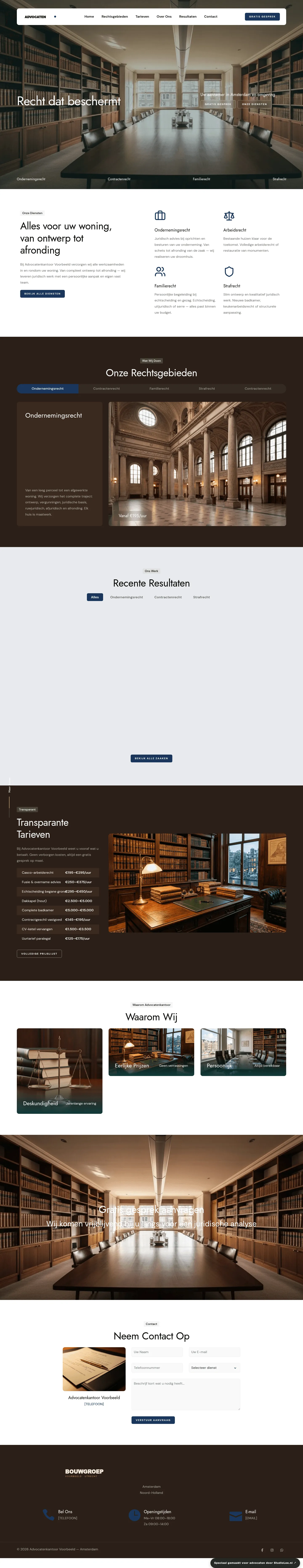 Advocaat website demo &mdash; Cases showcase met galerij en tarieven
