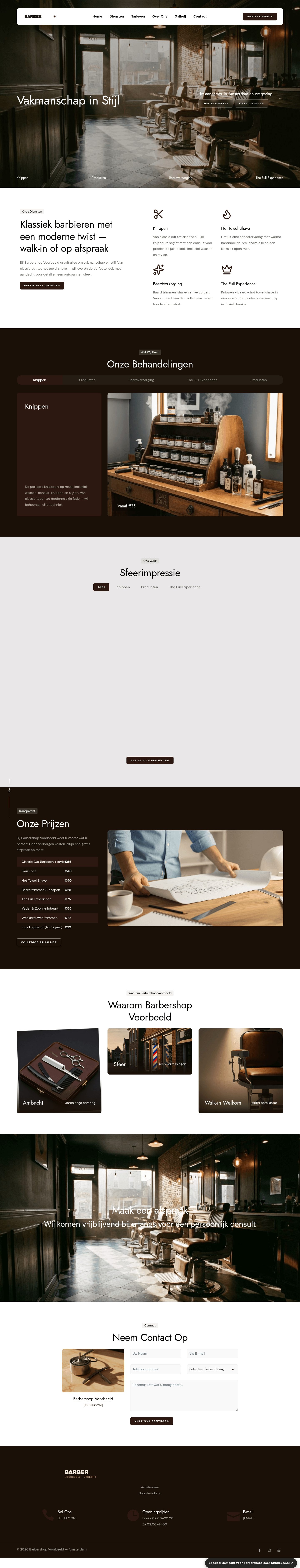 Barbershop website — Volledig project showcase