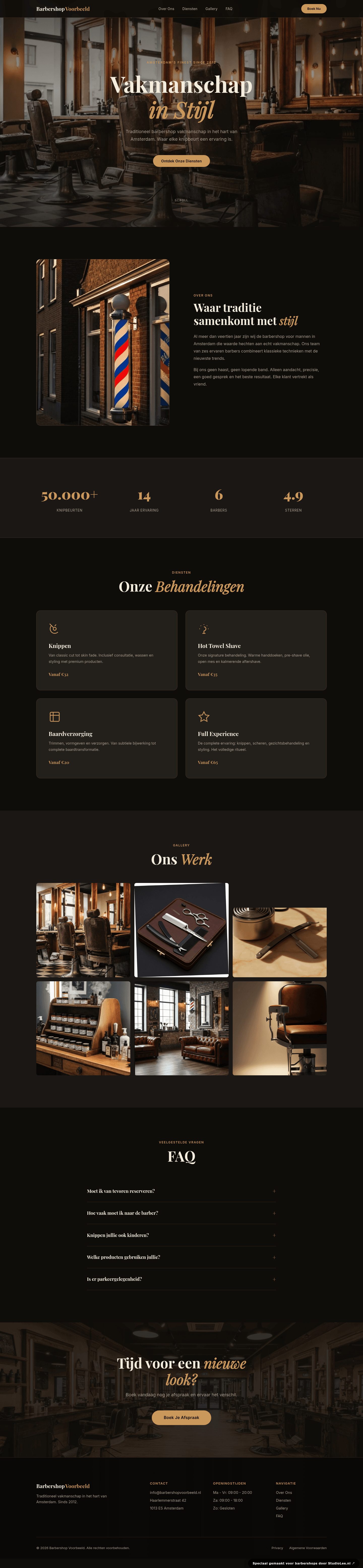 Barbershop website — Volledig maatwerk met scroll-animatie
