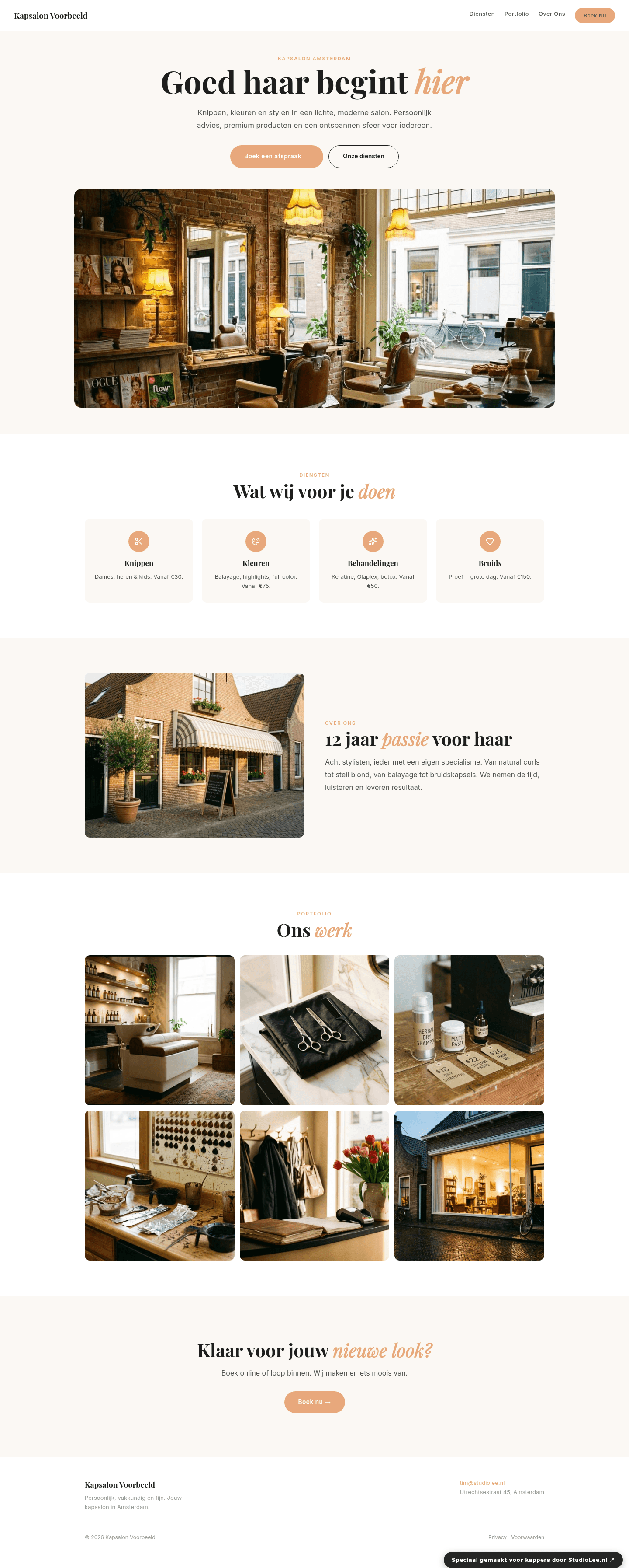 Kapsalon website — Bright en minimaal