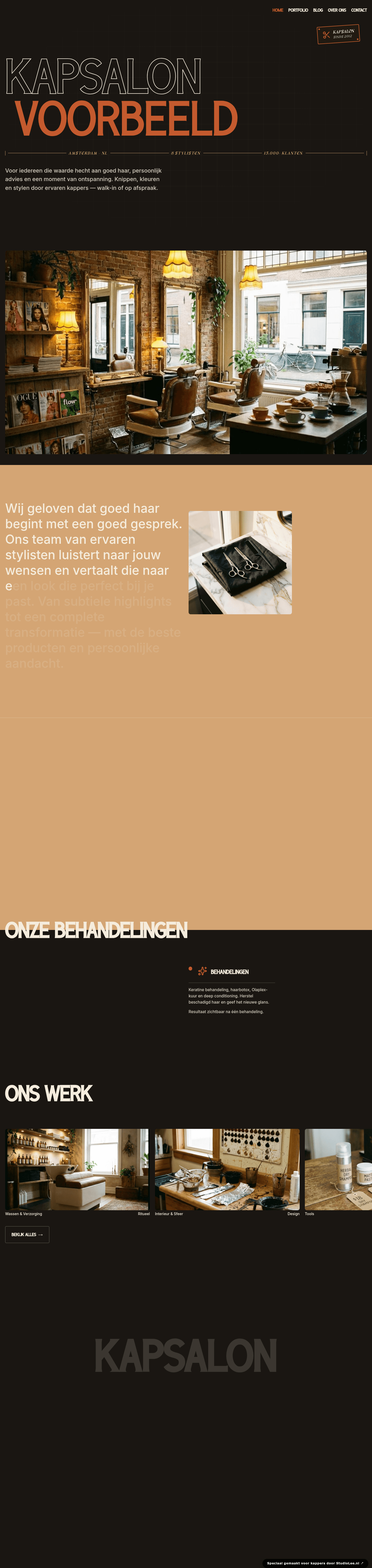 Kapsalon website — Premium donker thema