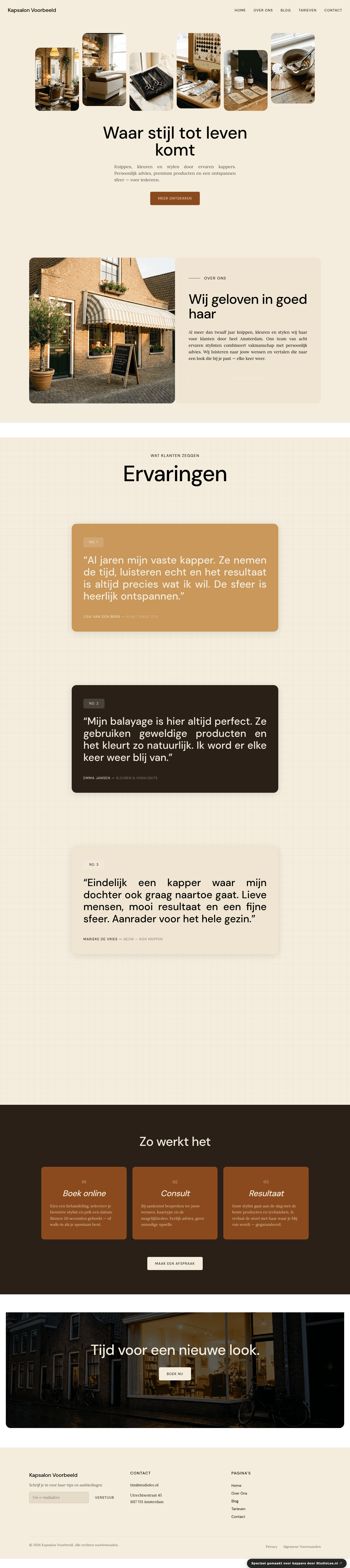 Kapsalon website — Warm en persoonlijk