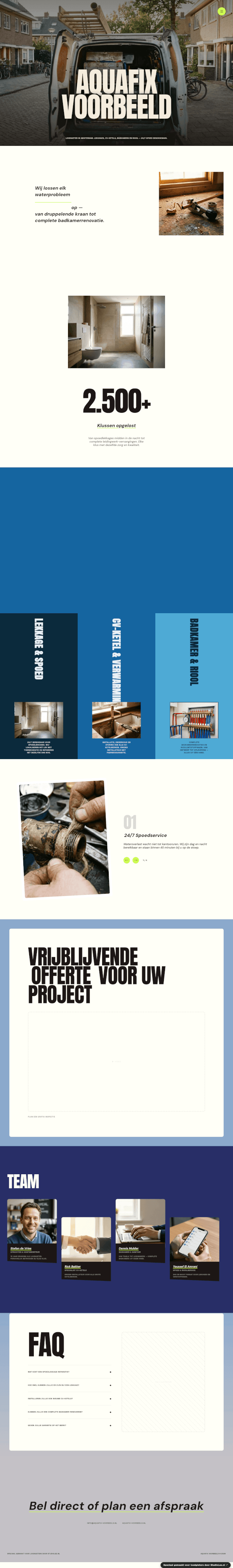 Loodgieter website demo &mdash; Strak & modern editorial layout