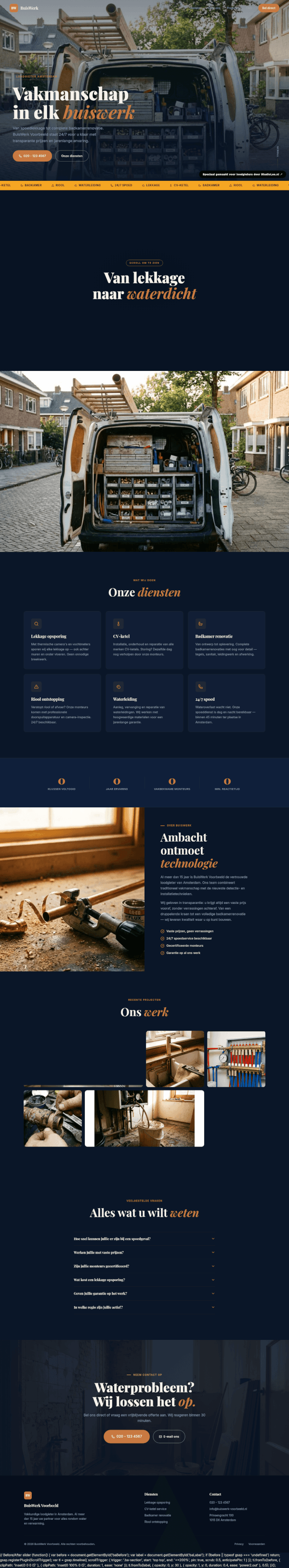 Loodgieter website demo &mdash; Maatwerk stijl 1