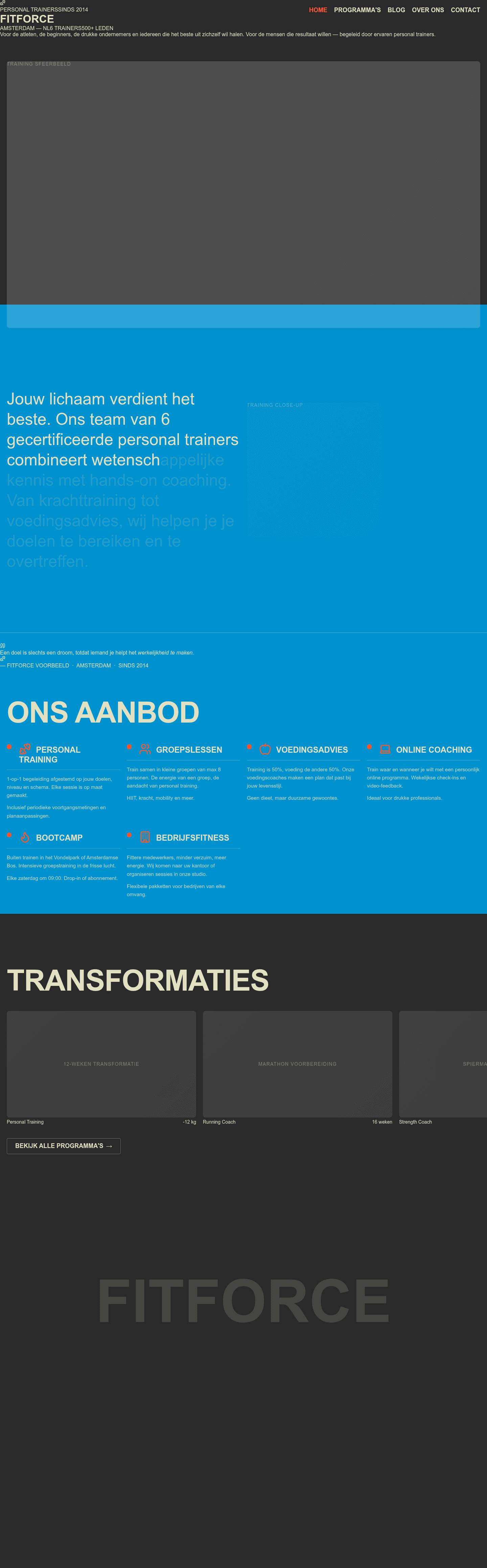 Personal Trainer website demo &mdash; Donker & Performance