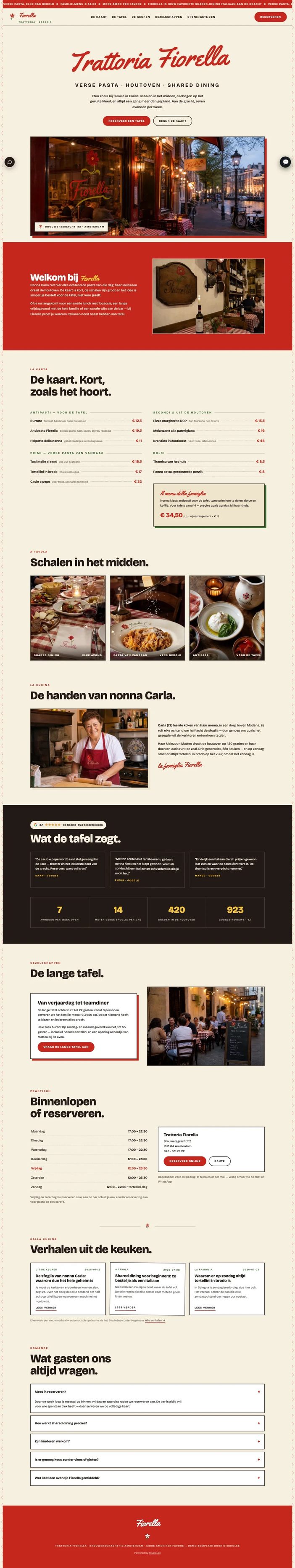 Restaurant website demo &mdash; Warm familiair