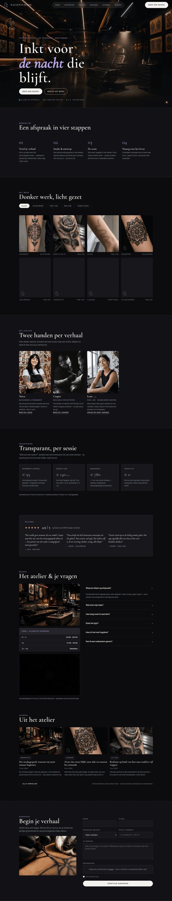Tattooshop website demo &mdash; Cinematisch & high-end
