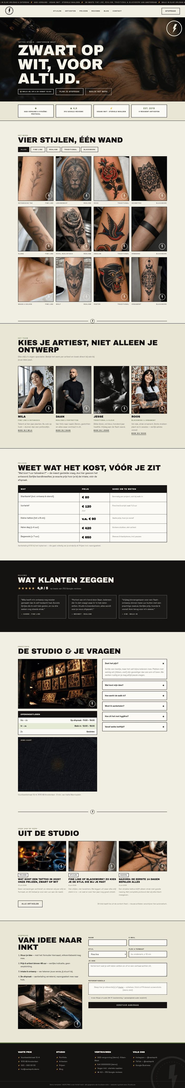 Tattooshop website demo &mdash; Strak & Poster